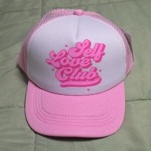 Women's Pink 'Self Love Club' Mesh Trucker Hat